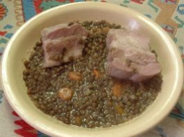 lentilles et poitrine demi-sel