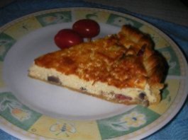 Tarte aux champignons de Paris et jambon cru
